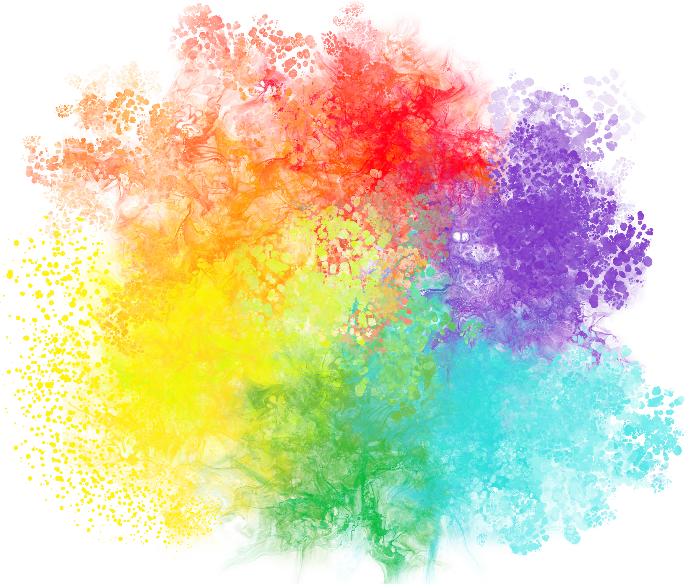 Multi-colored decor brushstrokes paint stains rainbow